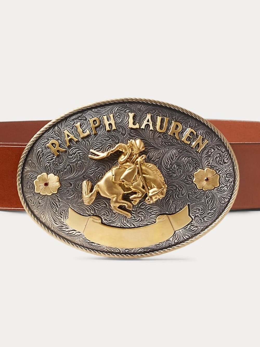 Ralph Lauren Collection Rodeo Concho Vachetta Leather Belt Brown S - Picture 2 of 3